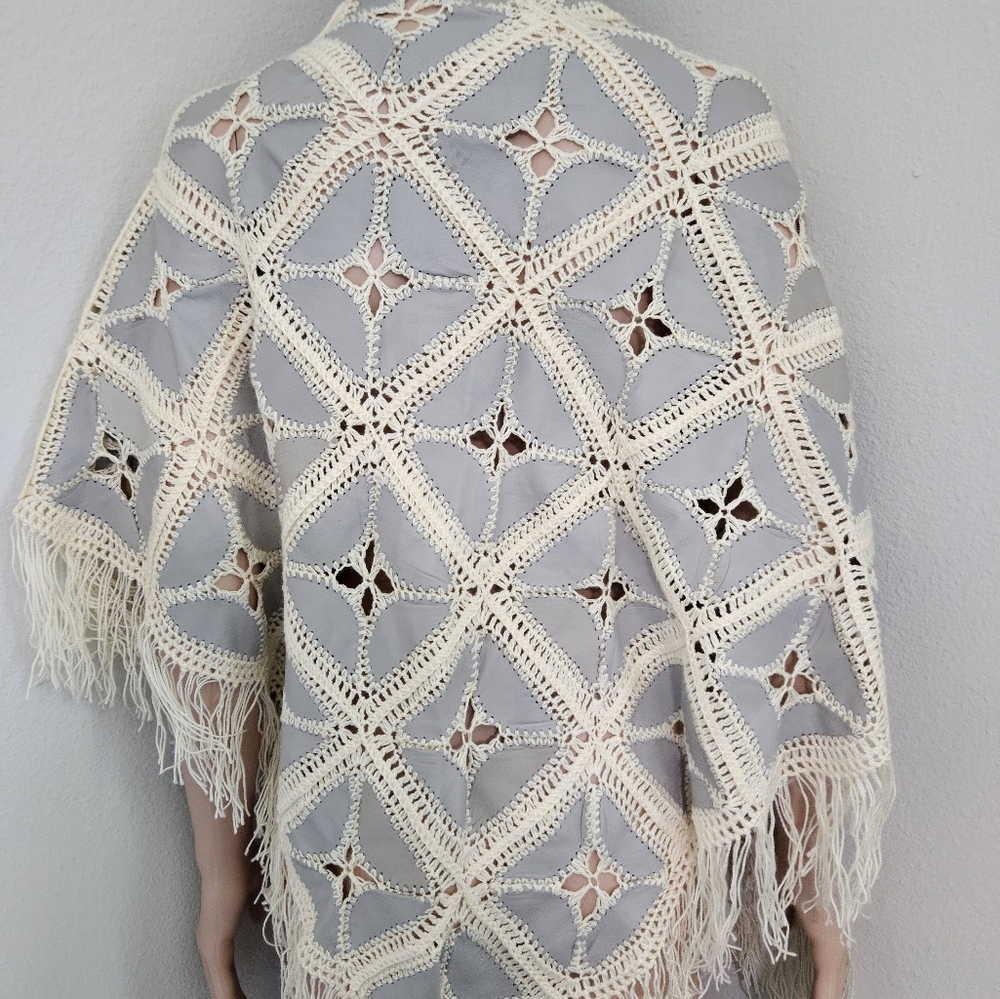 Vintage Patchwork Leather Shawl - image 3
